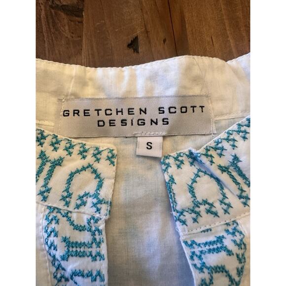 Gretchen Scott Tunic Top Size Small Embroidered Blouse Shirt Coastal Boho - Picture 5 of 16